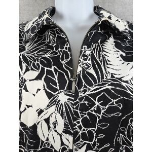 CHICOS 2 Jacket Womens L Shadowed Floral MARKITA Full Zip Stretch Black White
